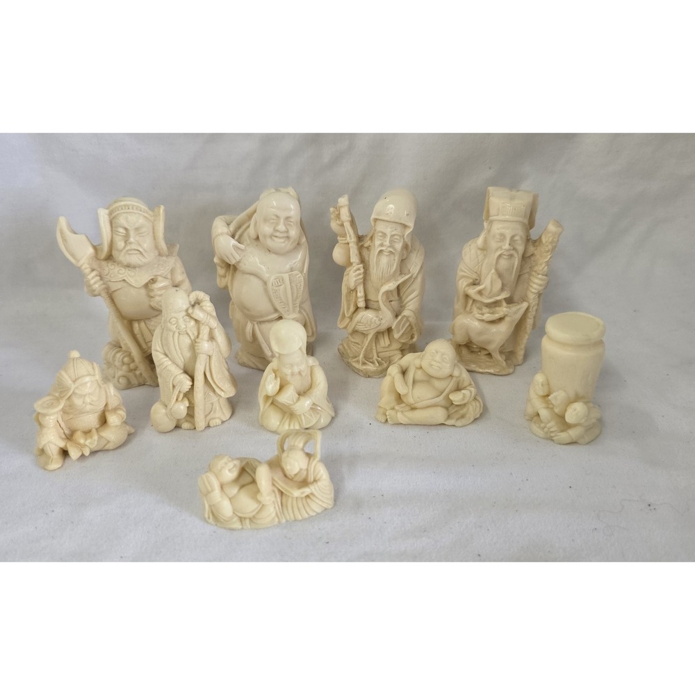 Chinese Asian Wise Men Resin Miniature 10 Figurines Immortals Lucky‎
